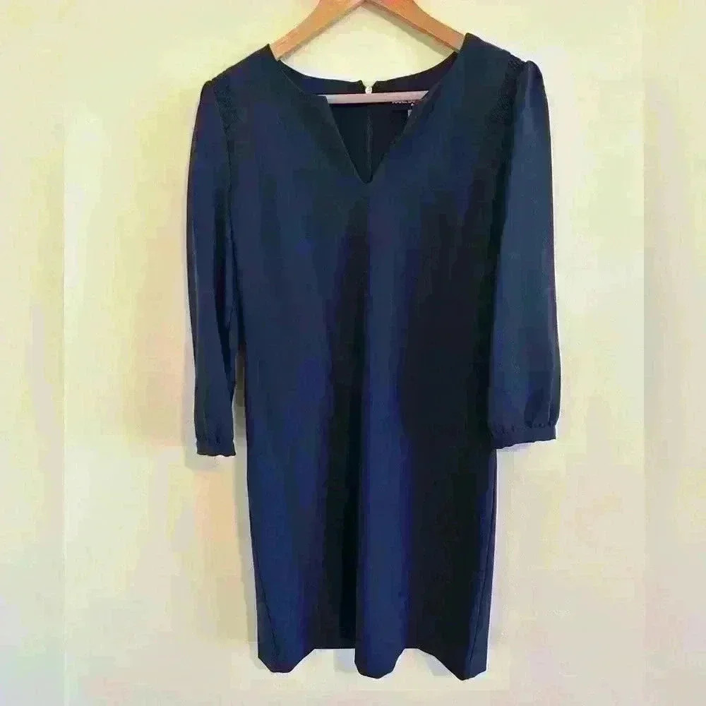 Karl Lagerfeld 3/4 Sleeve Sheath Dress Lined Womens Size 2 Navy